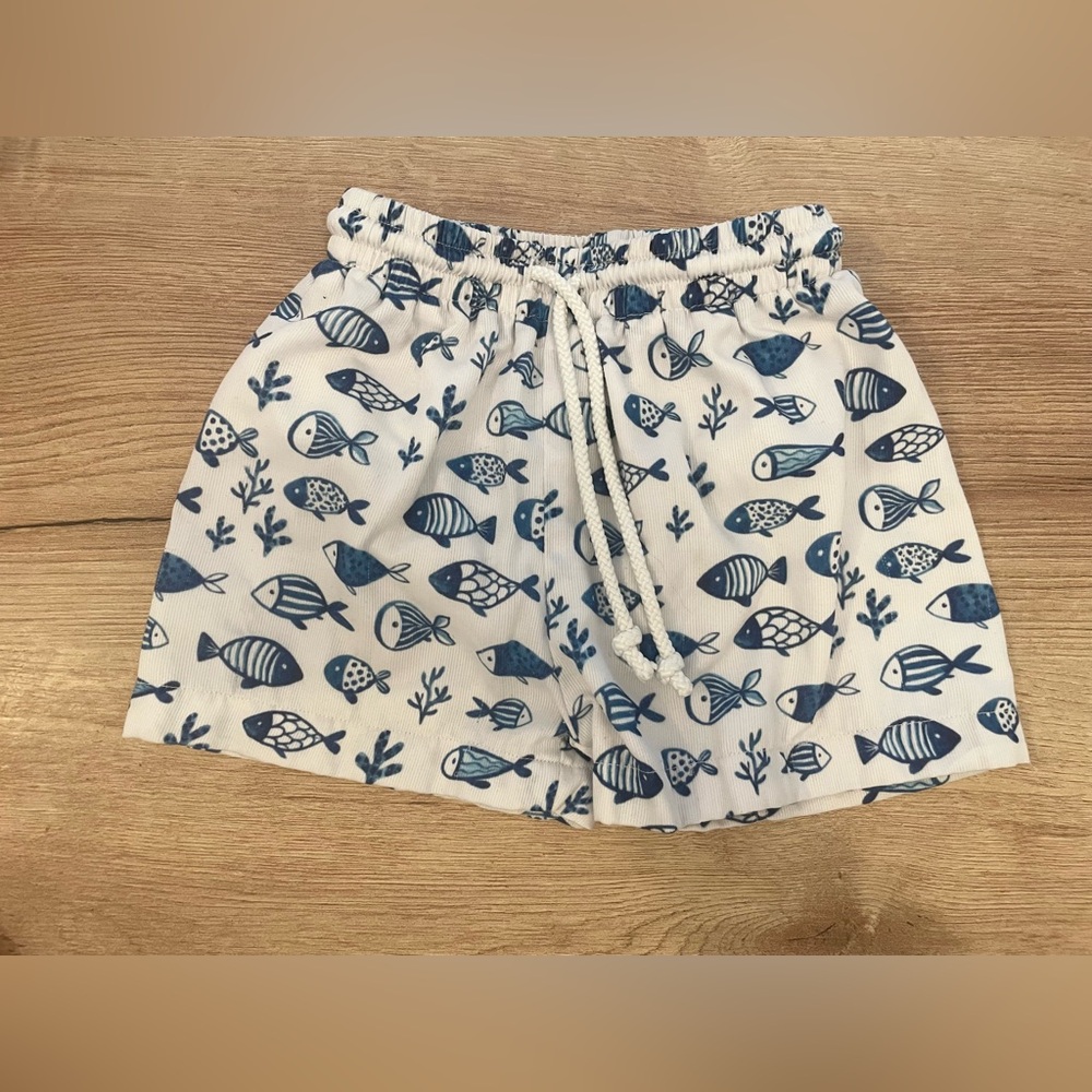 Kids Fish Print Swim Shorts